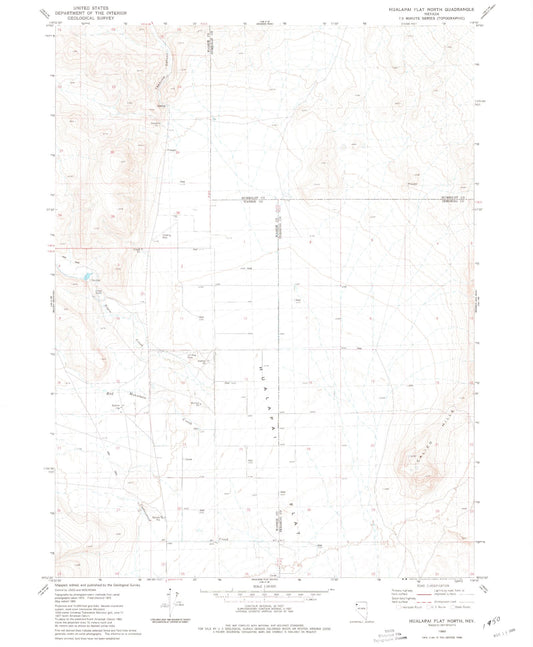 Classic USGS Hualapai Flat North Nevada 7.5'x7.5' Topo Map Image