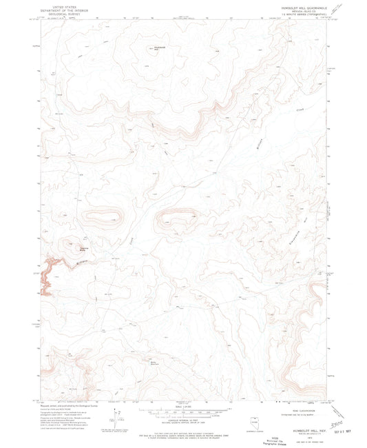 Classic USGS Humboldt Hill Nevada 7.5'x7.5' Topo Map Image