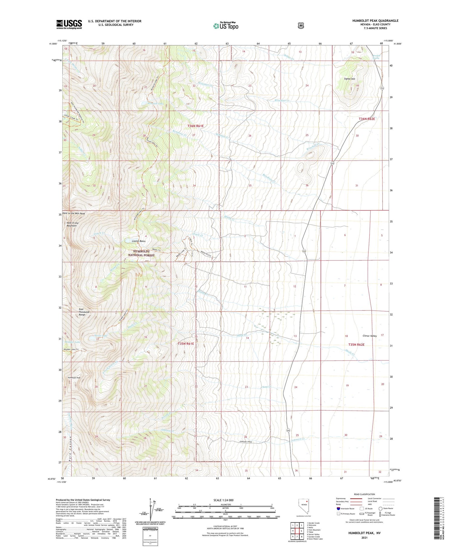 Humboldt Peak Nevada US Topo Map Image