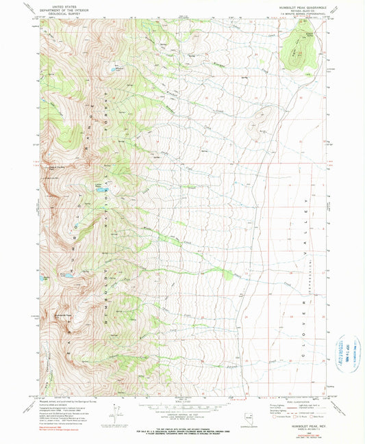 Classic USGS Humboldt Peak Nevada 7.5'x7.5' Topo Map Image