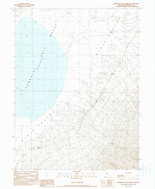 Classic USGS Humboldt Salt Marsh Nevada 7.5'x7.5' Topo Map Image