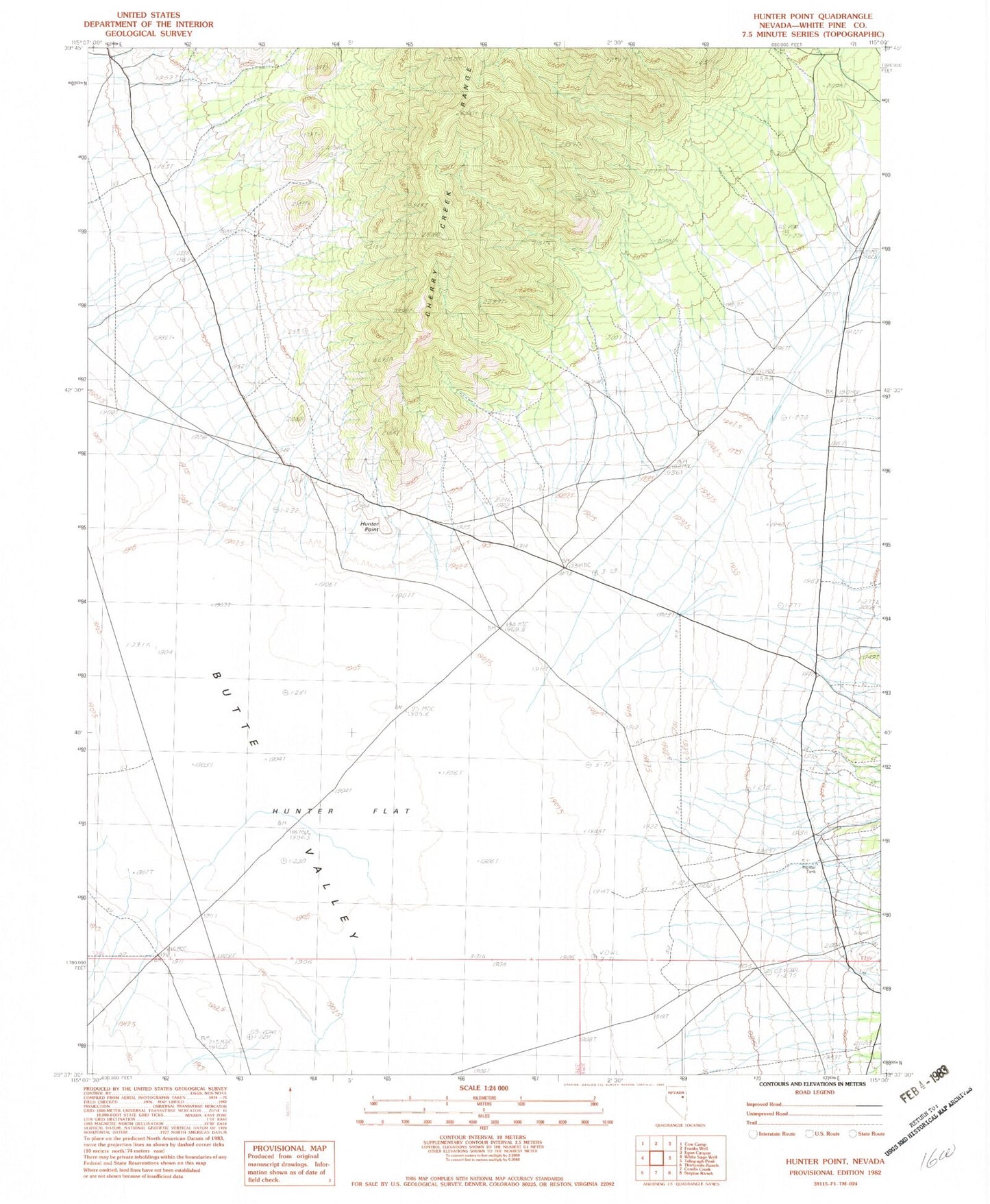 Classic USGS Hunter Point Nevada 7.5'x7.5' Topo Map Image