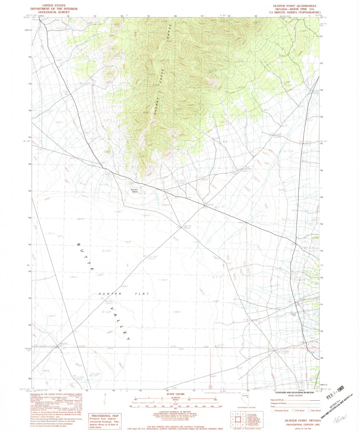 Classic USGS Hunter Point Nevada 7.5'x7.5' Topo Map Image