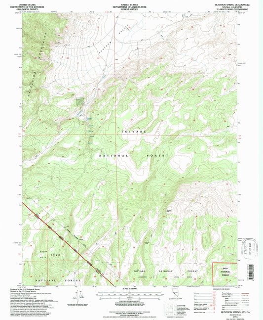 Classic USGS Huntoon Spring Nevada 7.5'x7.5' Topo Map Image