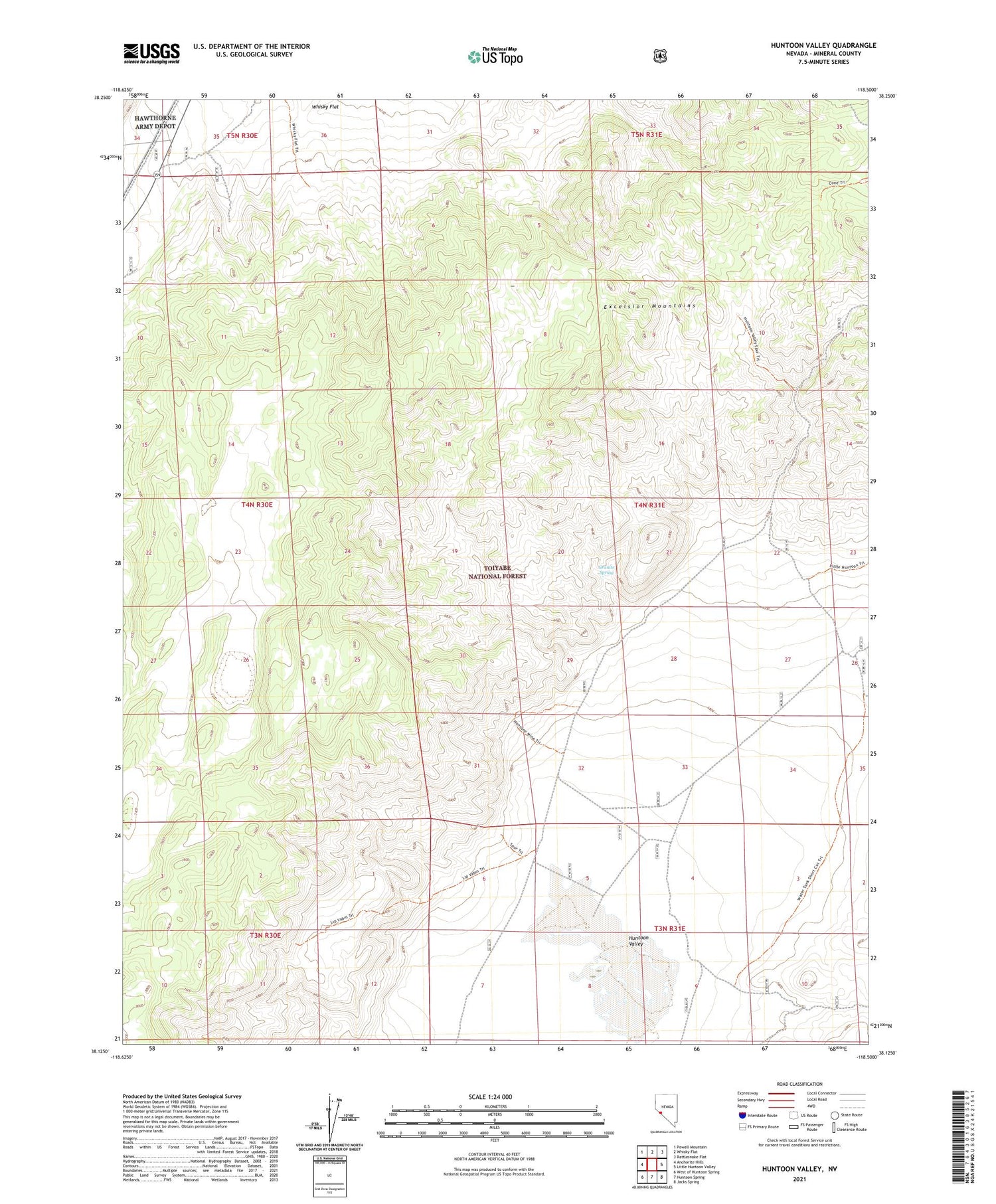 Huntoon Valley Nevada US Topo Map Image