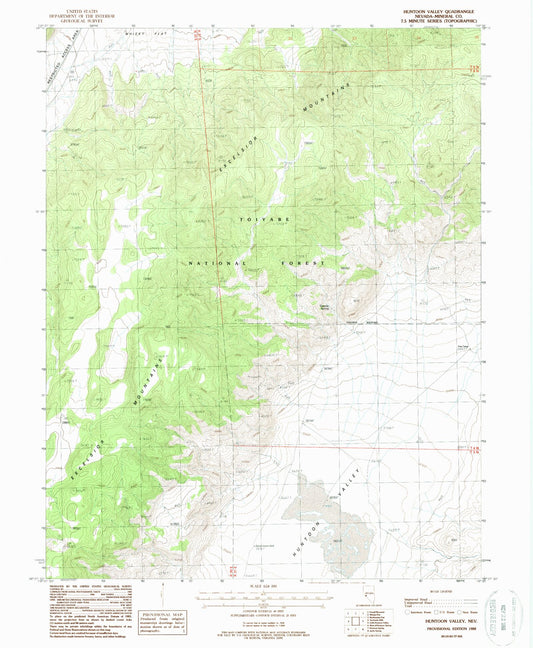 Classic USGS Huntoon Valley Nevada 7.5'x7.5' Topo Map Image