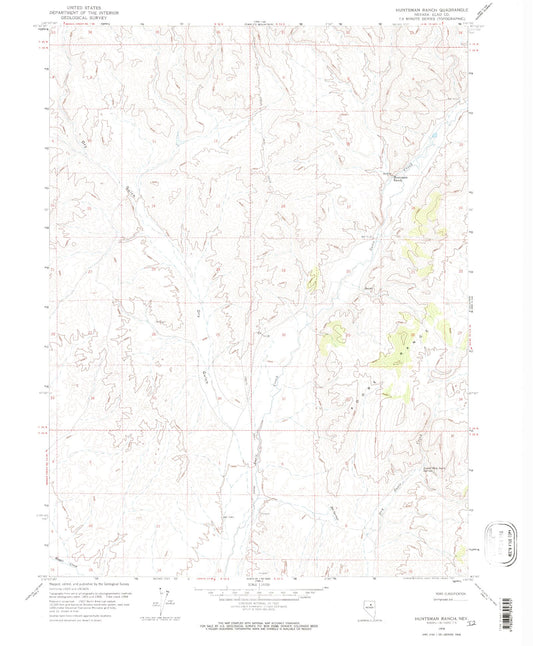 Classic USGS Huntsman Ranch Nevada 7.5'x7.5' Topo Map Image