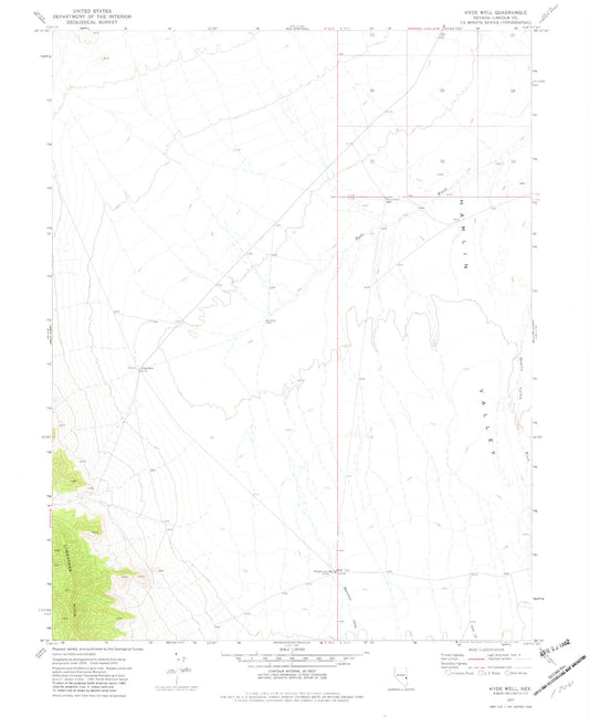 Classic USGS Hyde Well Nevada 7.5'x7.5' Topo Map Image