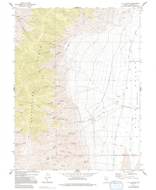 Classic USGS I X L Canyon Nevada 7.5'x7.5' Topo Map Image
