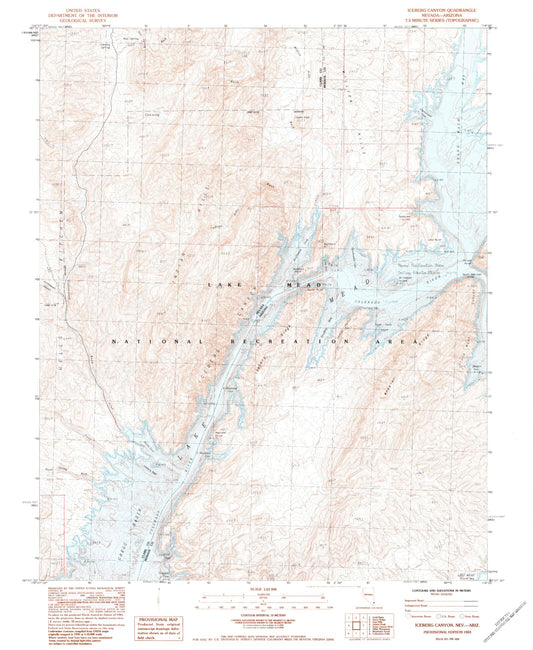 Classic USGS Iceberg Canyon Nevada 7.5'x7.5' Topo Map Image