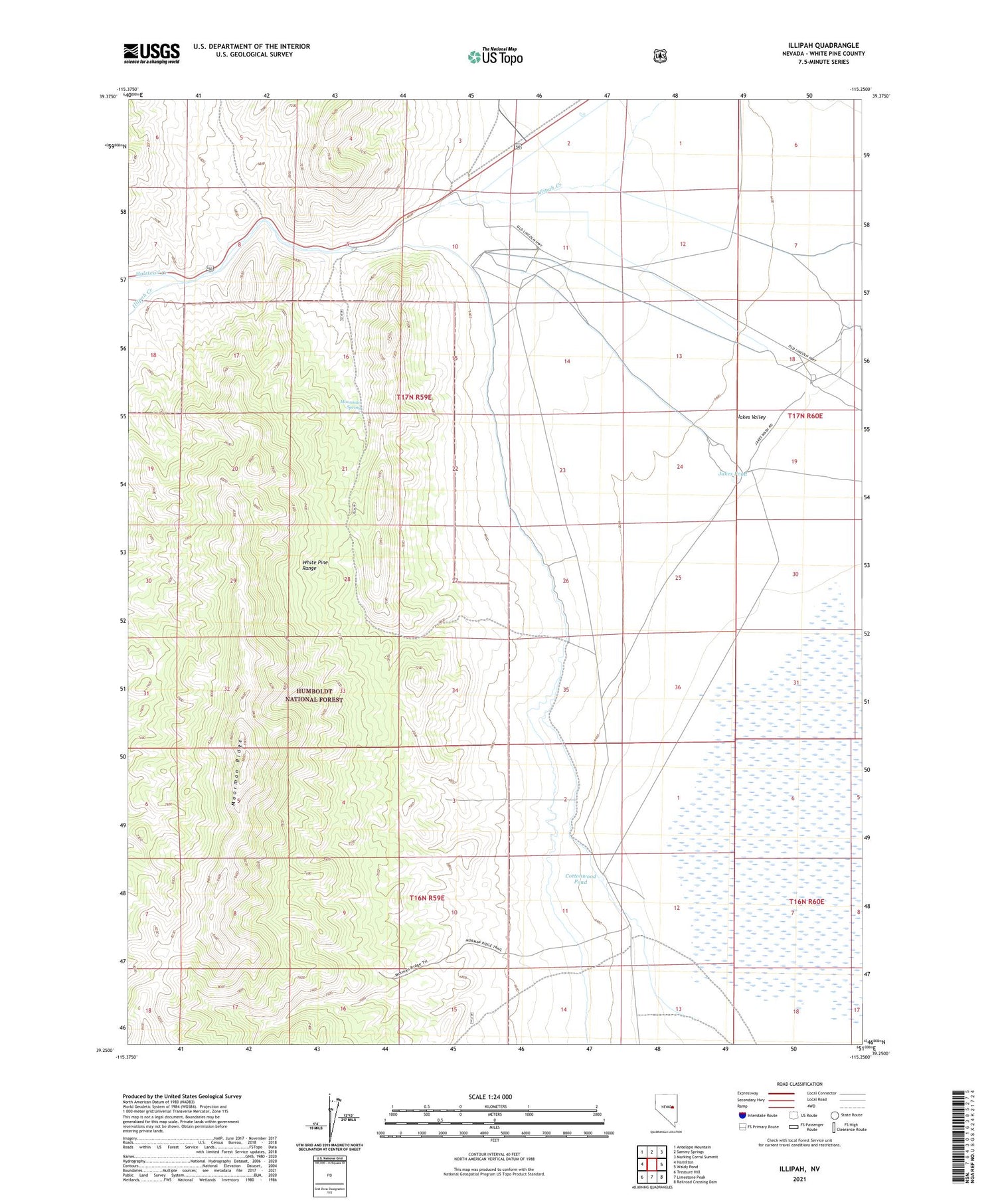 Illipah Nevada US Topo Map Image