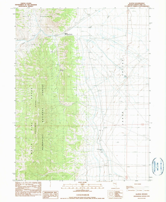 Classic USGS Illipah Nevada 7.5'x7.5' Topo Map Image