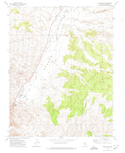 Classic USGS Indian Cove Nevada 7.5'x7.5' Topo Map Image