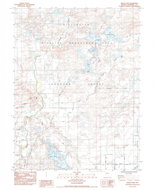 Classic USGS Indian Lakes Nevada 7.5'x7.5' Topo Map Image