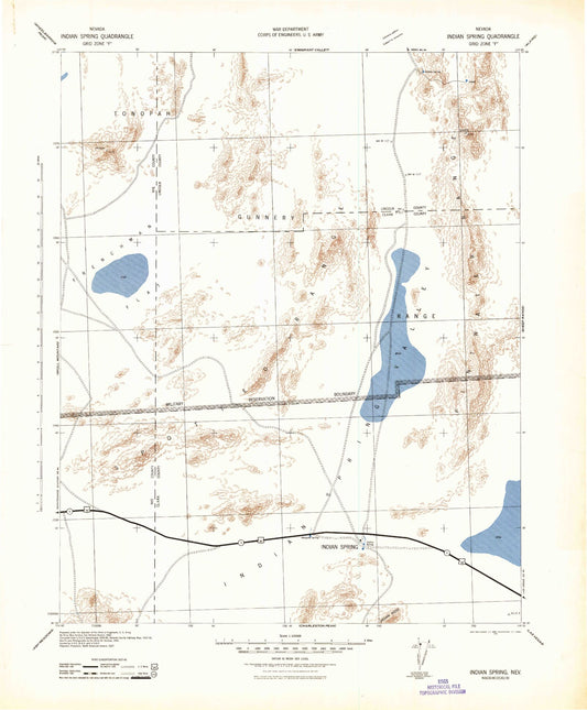 Historic 1942 Indian Spring Nevada 30'x30' Topo Map Image