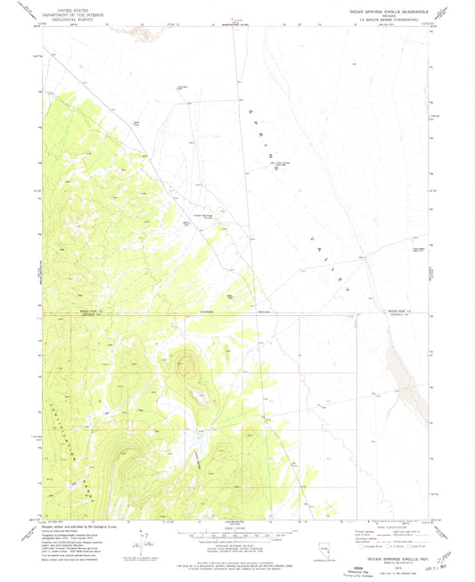 Classic USGS Indian Springs Knolls Nevada 7.5'x7.5' Topo Map Image