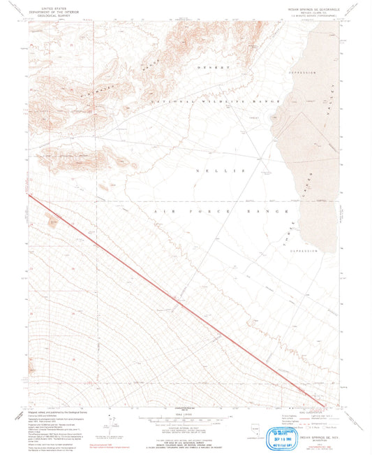 Classic USGS Indian Springs SE Nevada 7.5'x7.5' Topo Map Image