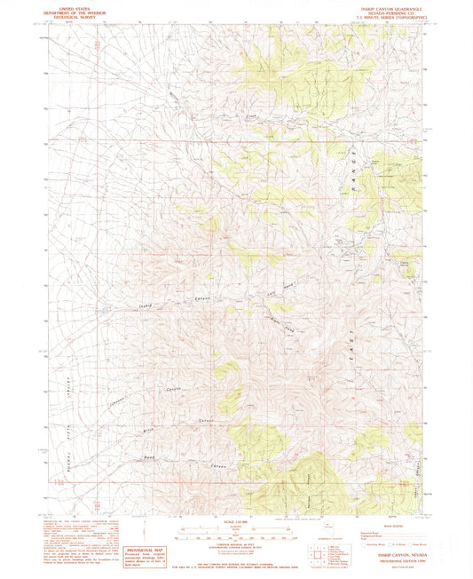 Classic USGS Inskip Canyon Nevada 7.5'x7.5' Topo Map Image