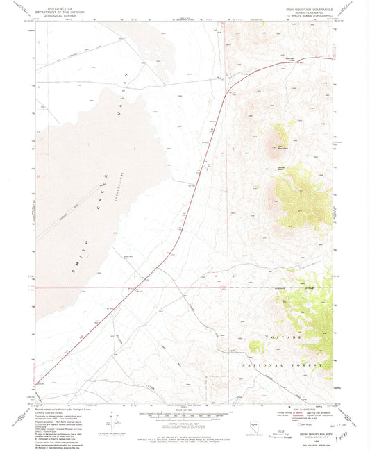 Classic USGS Iron Mountain Nevada 7.5'x7.5' Topo Map Image