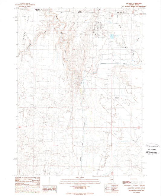 Classic USGS Jackpot Nevada 7.5'x7.5' Topo Map Image