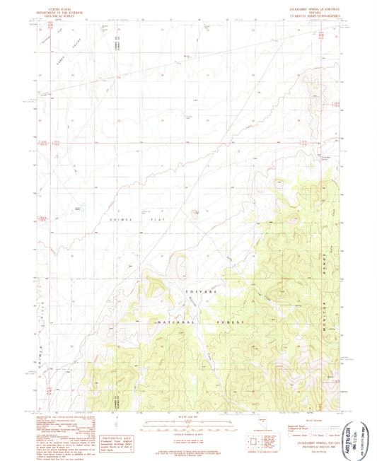 Classic USGS Jackrabbit Spring Nevada 7.5'x7.5' Topo Map Image