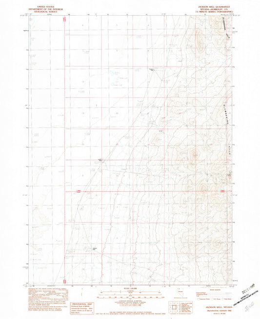 Classic USGS Jackson Well Nevada 7.5'x7.5' Topo Map Image
