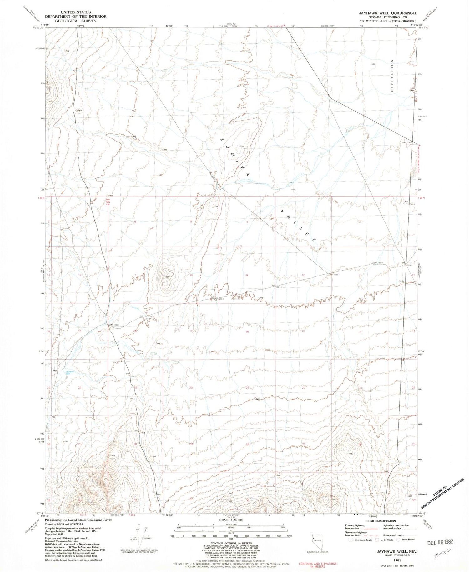 Classic USGS Jayhawk Well Nevada 7.5'x7.5' Topo Map Image