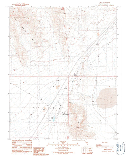 Classic USGS Jean Nevada 7.5'x7.5' Topo Map Image