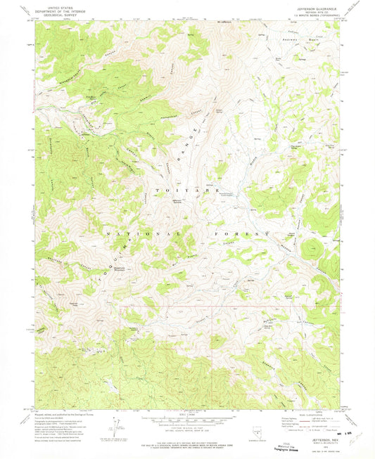 Classic USGS Jefferson Nevada 7.5'x7.5' Topo Map Image