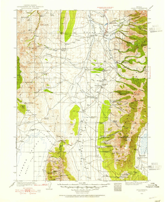 Historic 1934 Jiggs Nevada 30'x30' Topo Map Image