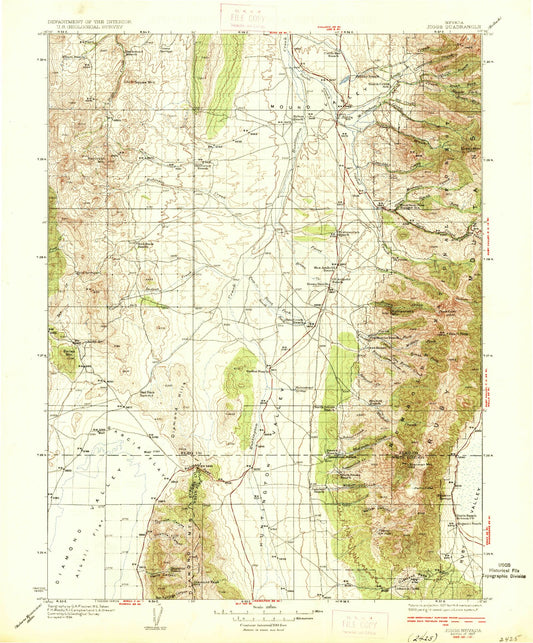 Historic 1937 Jiggs Nevada 30'x30' Topo Map Image