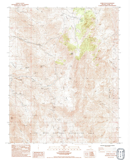 Classic USGS Jumbo Peak Nevada 7.5'x7.5' Topo Map Image