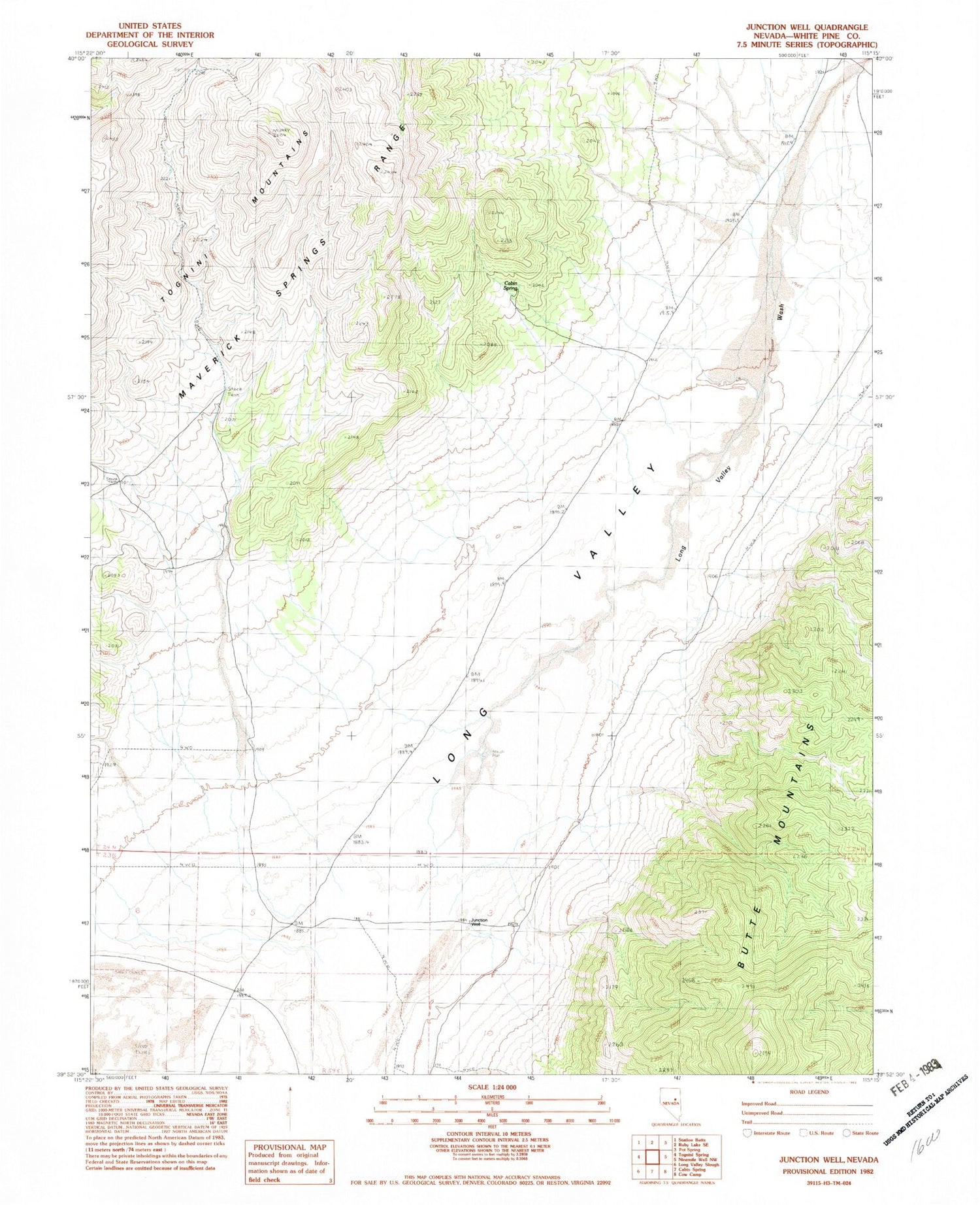 Classic USGS Junction Well Nevada 7.5'x7.5' Topo Map Image