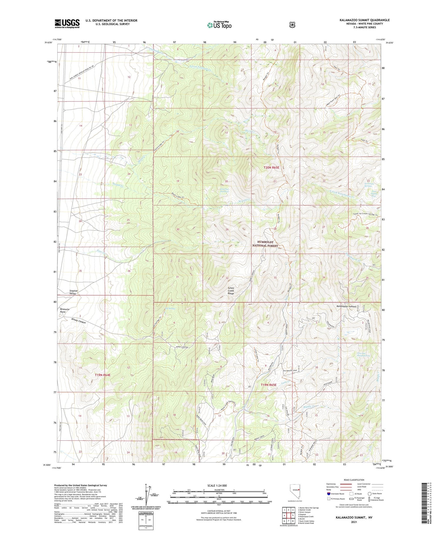 Kalamazoo Summit Nevada US Topo Map Image