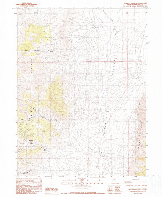 Classic USGS Kennedy Canyon Nevada 7.5'x7.5' Topo Map Image