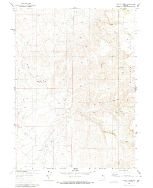 Classic USGS Kenny Creek Nevada 7.5'x7.5' Topo Map Image
