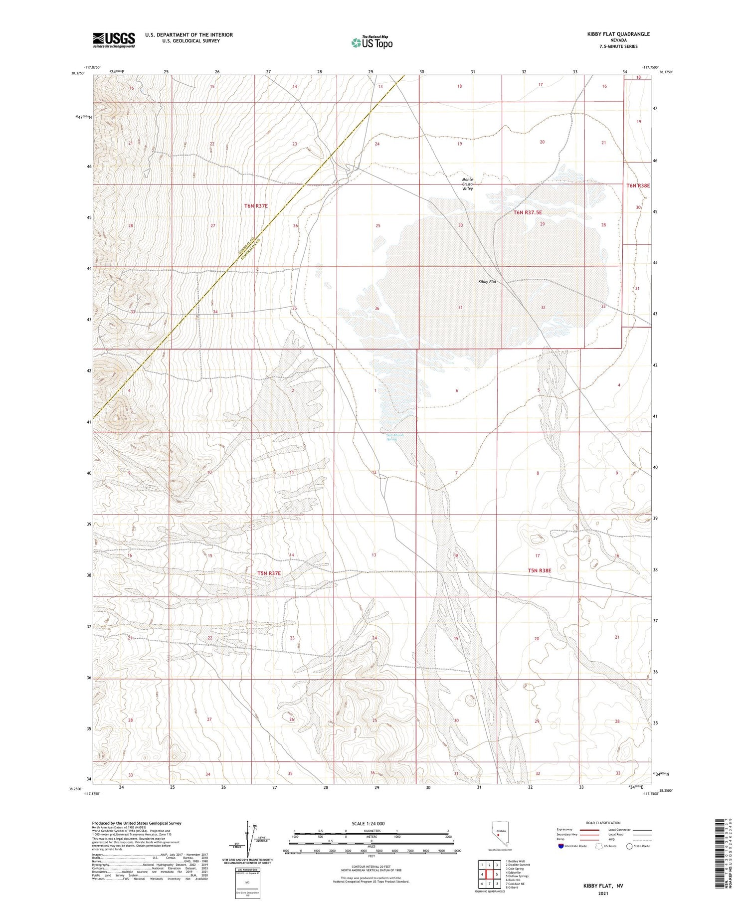 Kibby Flat Nevada US Topo Map Image