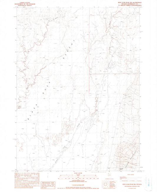 Classic USGS King Lear Peak NW Nevada 7.5'x7.5' Topo Map Image