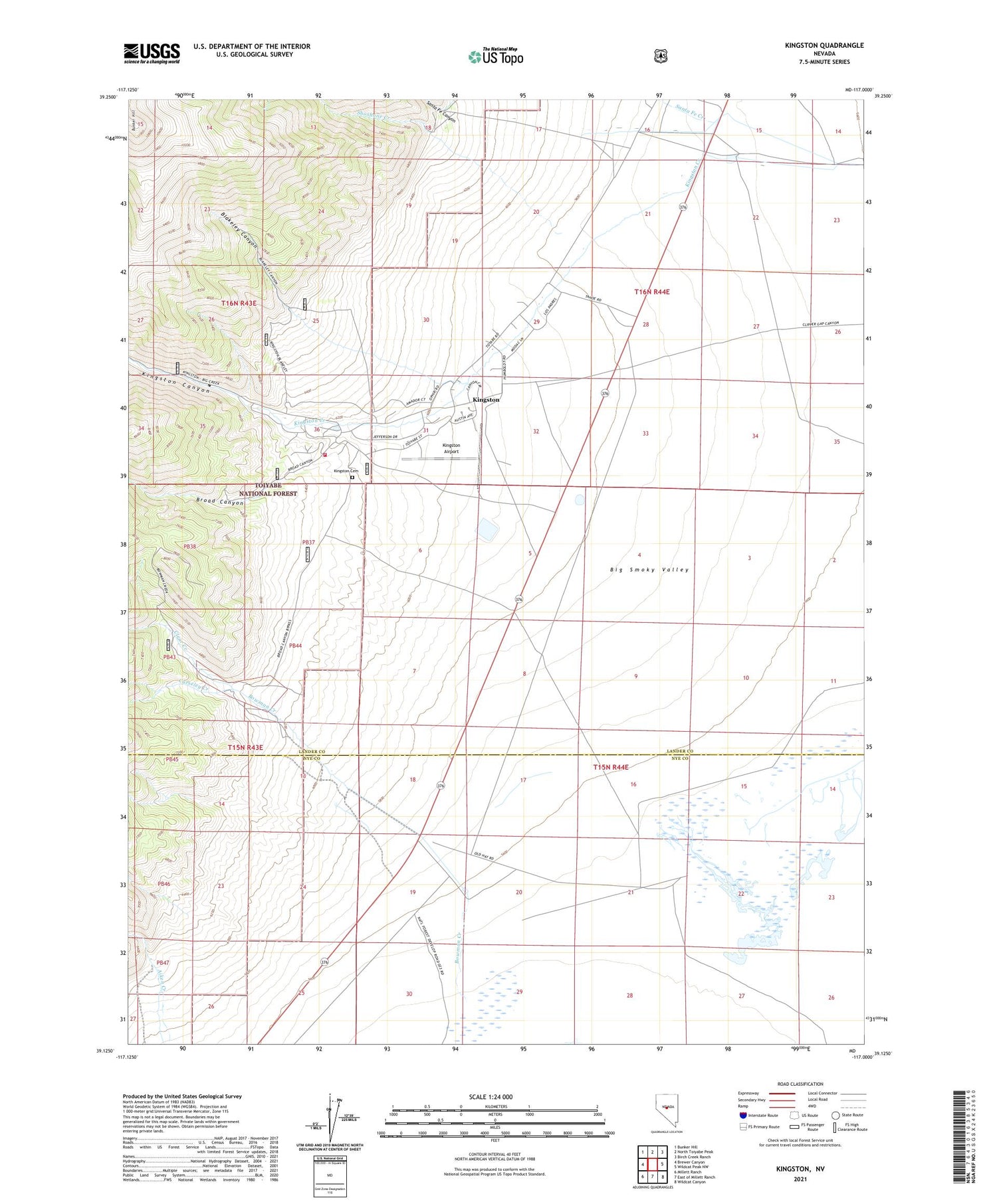 Kingston Nevada US Topo Map Image