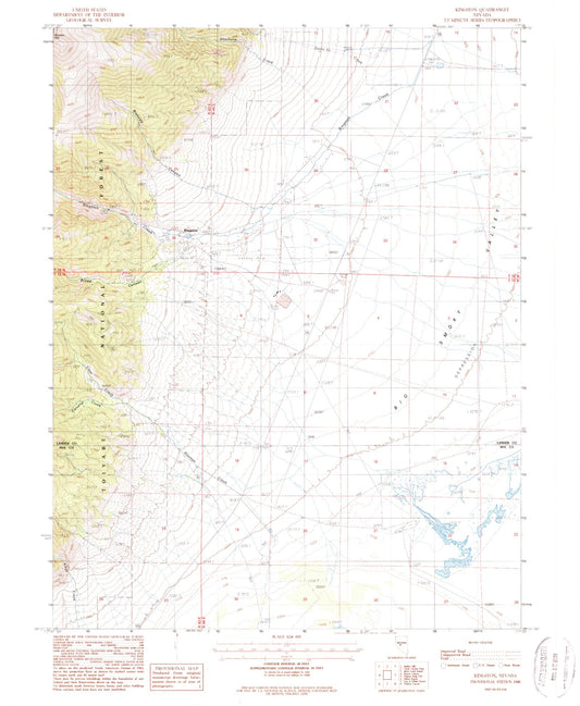 Classic USGS Kingston Nevada 7.5'x7.5' Topo Map Image