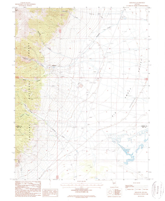 Classic USGS Kingston Nevada 7.5'x7.5' Topo Map Image