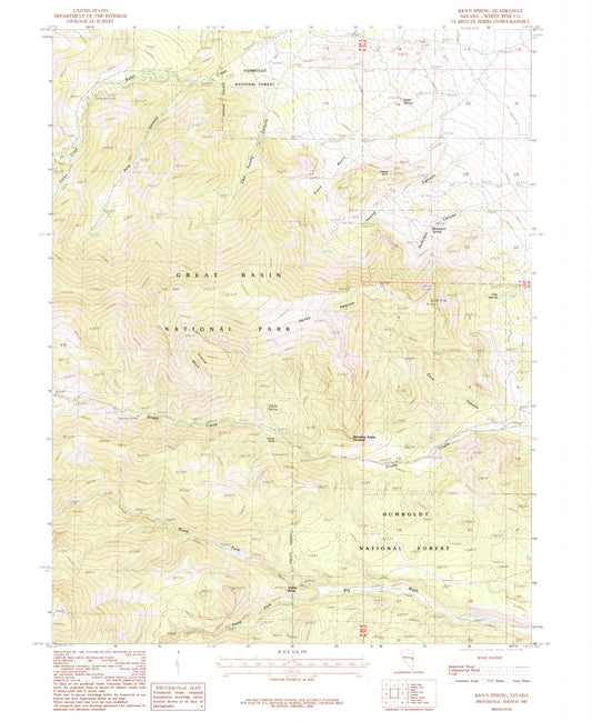 Classic USGS Kious Spring Nevada 7.5'x7.5' Topo Map Image