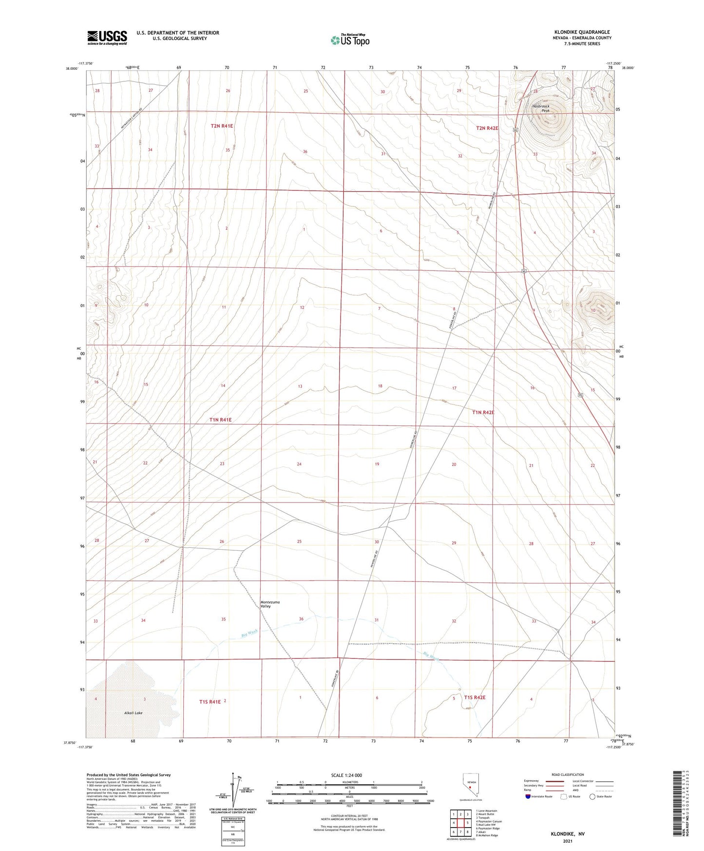 Klondike Nevada US Topo Map Image