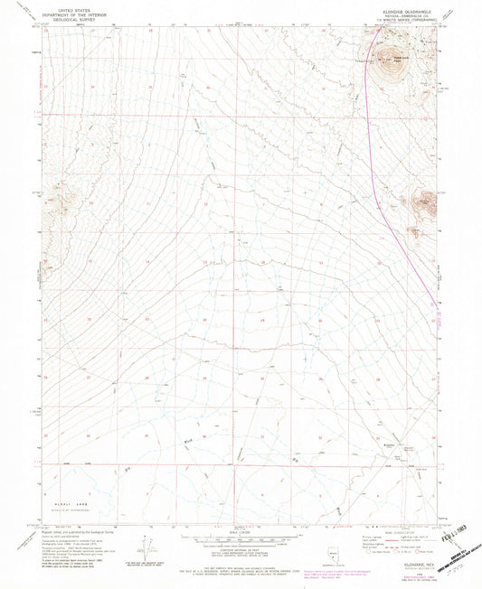 Classic USGS Klondike Nevada 7.5'x7.5' Topo Map Image