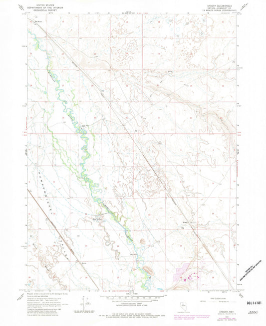 Classic USGS Knight Nevada 7.5'x7.5' Topo Map Image