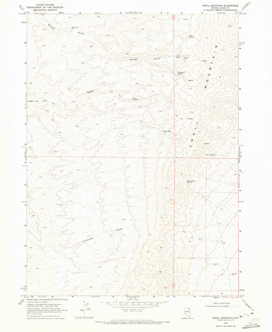 Classic USGS Knoll Mountain Nevada 7.5'x7.5' Topo Map Image