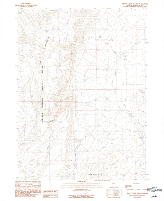 Classic USGS Knott Creek Ranch Nevada 7.5'x7.5' Topo Map Image