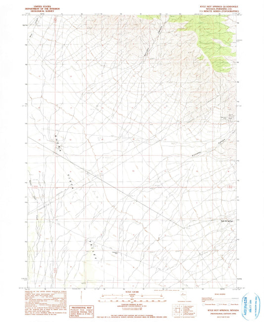 Classic USGS Kyle Hot Springs Nevada 7.5'x7.5' Topo Map Image