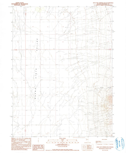 Classic USGS Kyle Hot Springs SW Nevada 7.5'x7.5' Topo Map Image