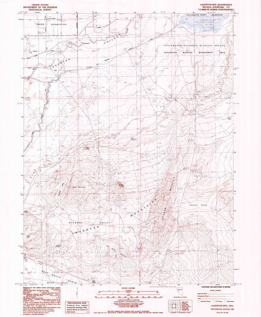 Classic USGS Lahontan Mountains Nevada 7.5'x7.5' Topo Map Image